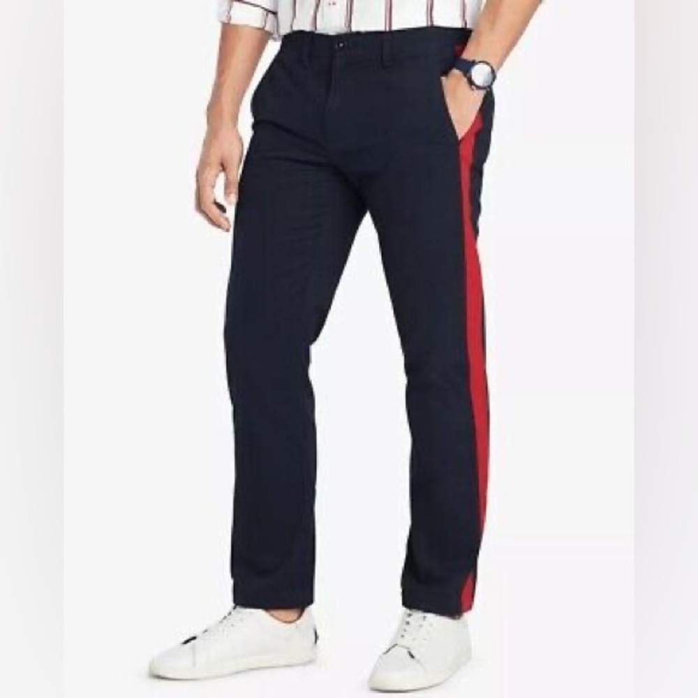 Limited Edition Tommy Hilfiger Navy w/ Red Stripe Slim Stretch Chinos